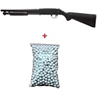 SAIGO Airsoft M500 Stock Largo + 600 Bolas - Rifle para Airsoft-con Muelle-de Recarga Manual (0-5 Joule)